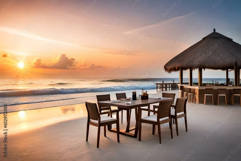 cafe on the beach generated by AI technology 