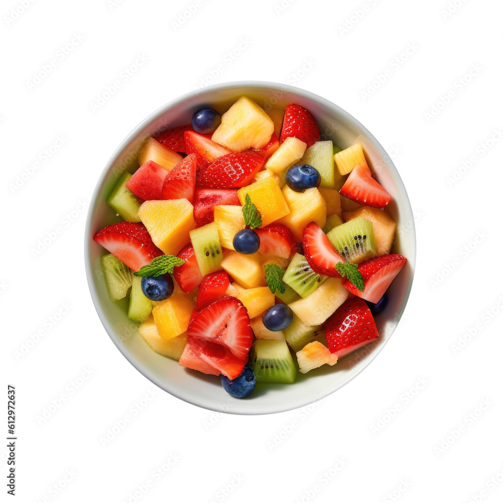 Bowl of Fruit Salad on a Transparent Background. Generative AI