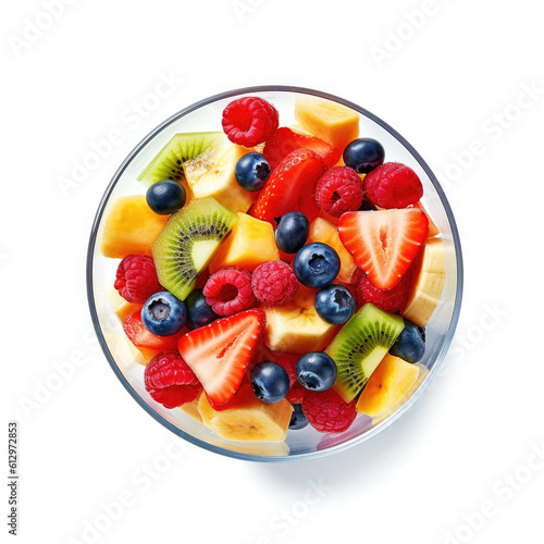 Bowl of Fruit Salad on a Wh...