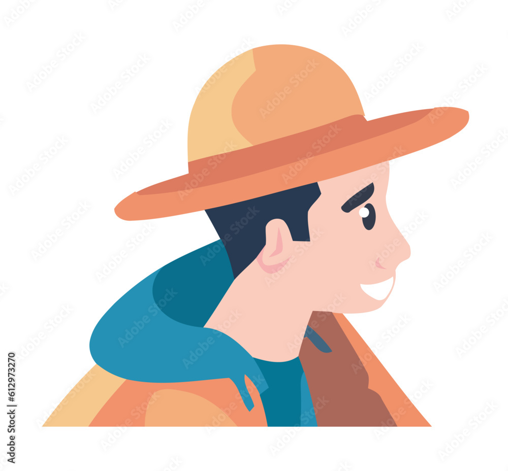 Smiling man using traveling clothes Smiling man using traveling clothes