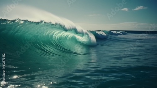 Coastal serendipity, tranquil ocean waves, ethereal clouds, and pristine foam © Ranya Art Studio