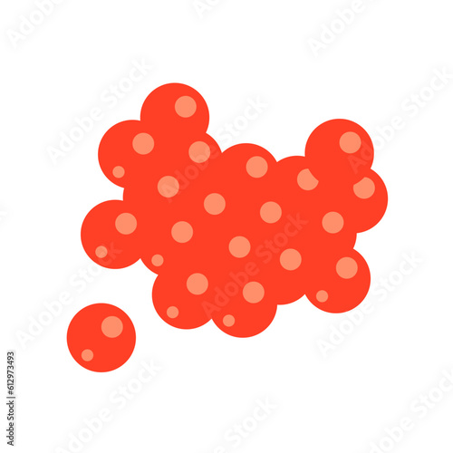 Red salmon or trout caviar. Fish delicacy. Delicious and healthy food. Protein marine product. Flat vector illustration isolated on white background