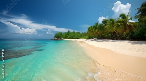 Sun-kissed sands, captivating tropical beach, swirling clouds, and radiant skies © Ranya Art Studio