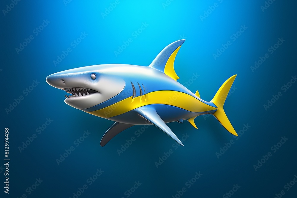 Cartoon image of a shark on a blue background isolated AI Generative AI Cartoon image of a shark on a blue background isolated AI Generative AI