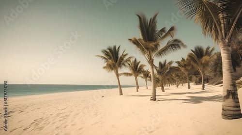 Palmy Trees and Sandy Beach Harmonize in a Visual Symphony of Sun, Sand, and Sea