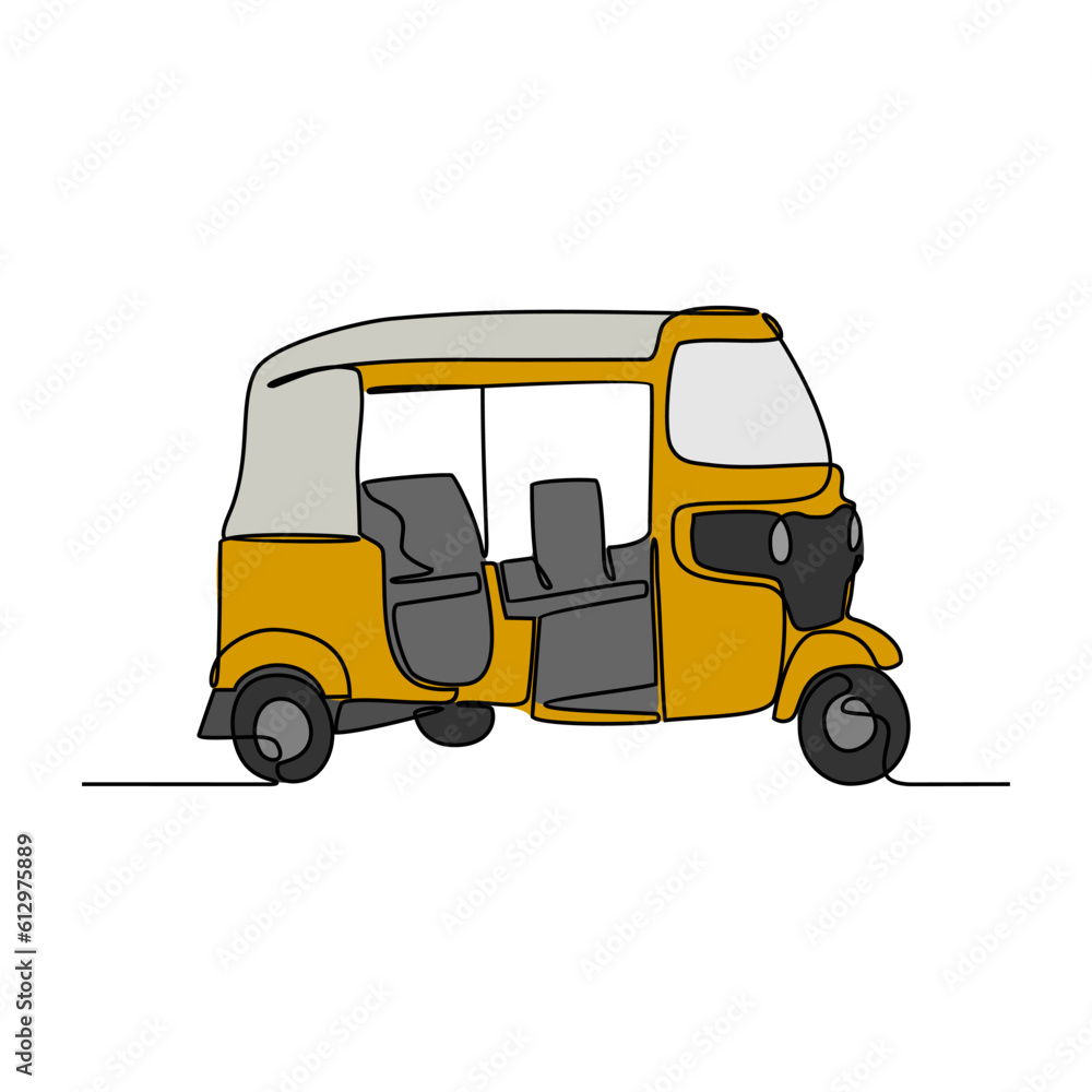 Fototapeta premium One continuous line drawing of traditional transportation. vehicle design in simple linear style. transportation design concept vector illustration