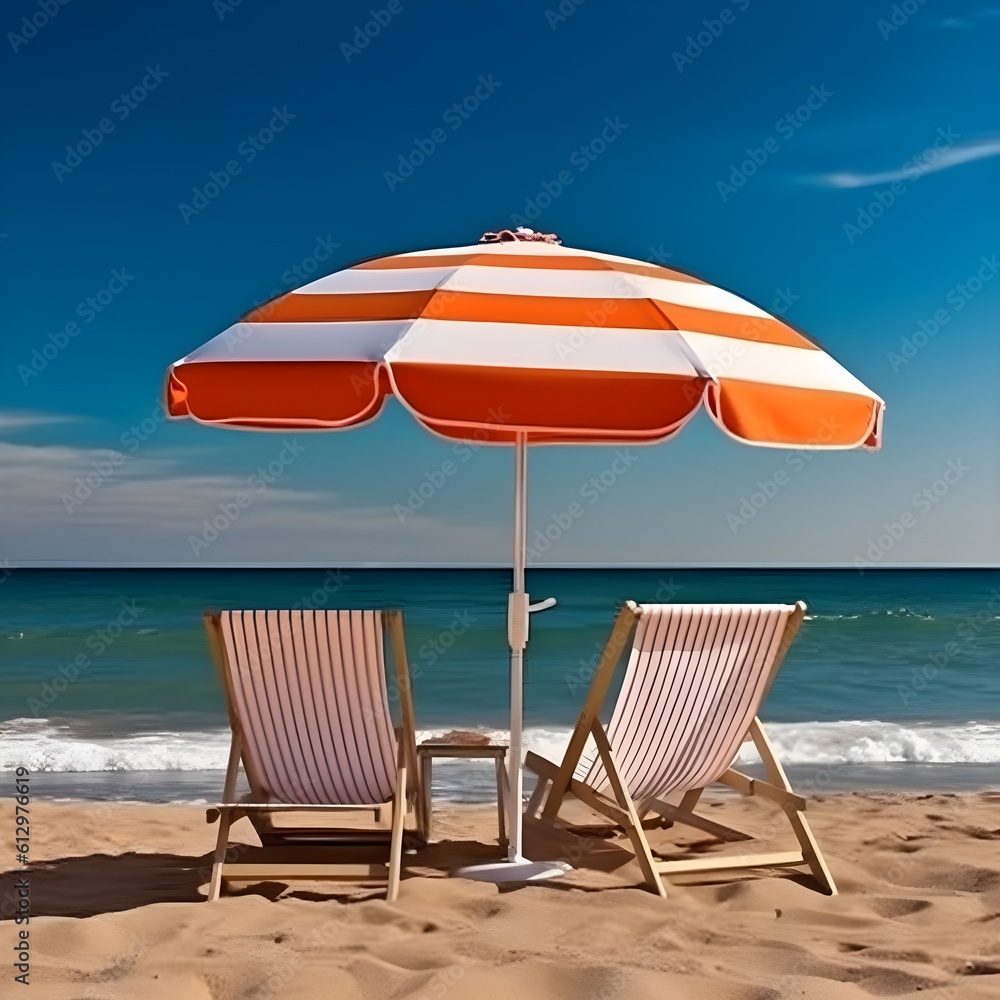 Seashore delight, sandy beach, majestic skies, and sparkling blue waters