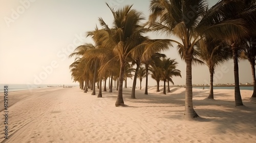 Palmy Trees and a Sandy Beach Illuminate with Radiant Beauty © Ranya Art Studio