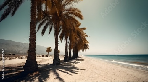 Palmy Trees and a Sandy Beach Radiate Coastal Charm