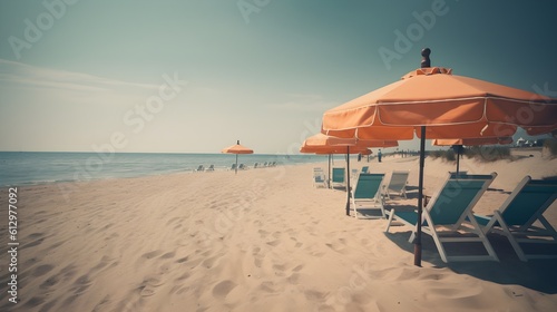 Tranquil shores, sandy beach, cotton candy skies, and peaceful coastal respite © Ranya Art Studio