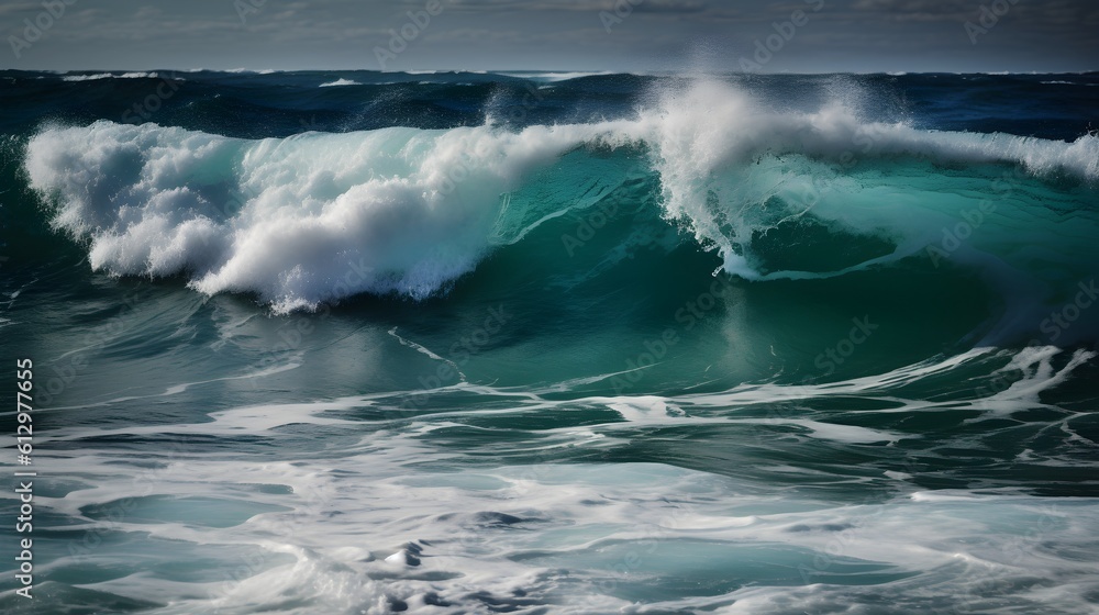 Nature's rhapsody, mesmerizing ocean waves, dreamy clouds, and pristine foam