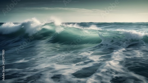 Coastal euphoria, captivating ocean waves, ethereal clouds, and whirling foam © Ranya Art Studio
