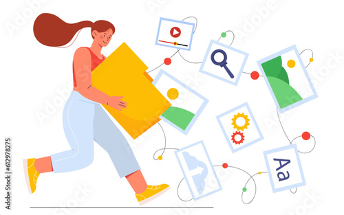 Marketing content specialist with folder concept
