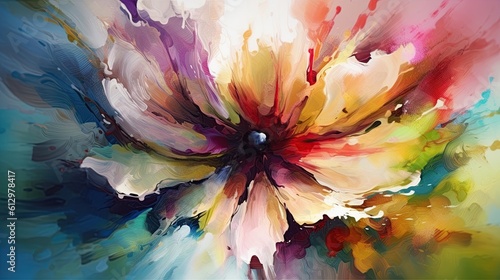 Flower digital paintig in watercolor style. Ai generative illustration