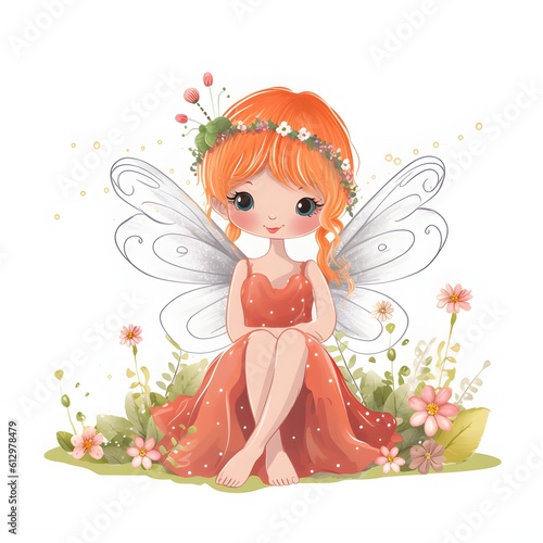 Whimsical garden whispers  adorable clipart of colorful fairies with whimsical wings and whispering garden flowers