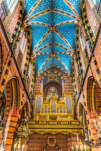 Organ Ceiling St Mary's Basilica Church Krakow Poland