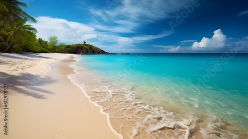 Tropical dreamland, captivating sandy beach, azure skies, and dreamy coastal ambiance © Ranya Art Studio