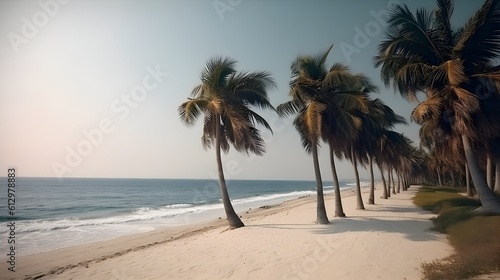 Palmy Trees Delight the Senses on a Sandy Beach Getaway