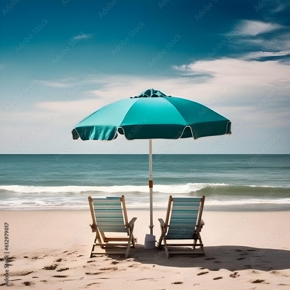 Coastal delight, sandy beach, soft clouds, and delightful seaside charm