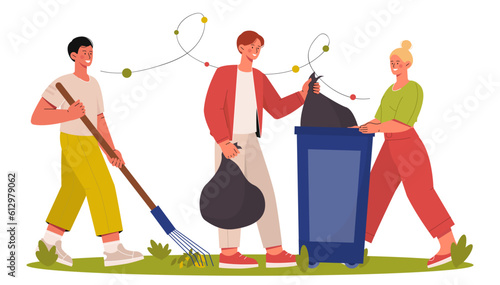 People clean up park concept