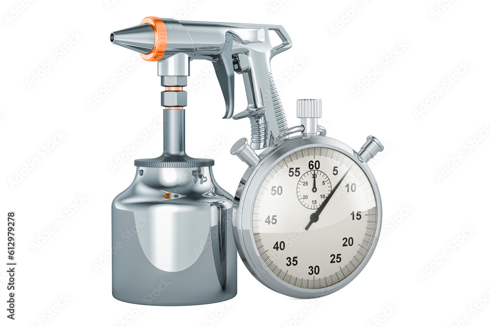 Obraz premium Portable Sand Blaster Gun with stopwatch, 3D rendering