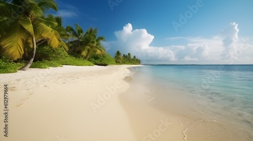 Beachside paradise, beautiful tropical beach, azure waters, and sandy shores
