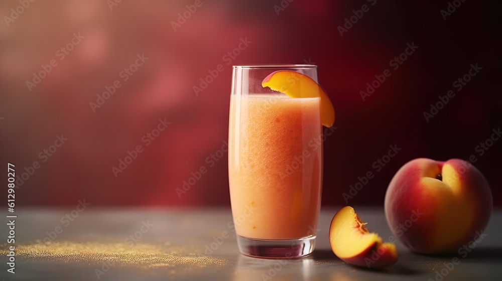 Close up of a Glass of Juice of Peach, Studio Photography, Commercial Shot. Generative AI. Close up of a Glass of Juice of Peach, Studio Photography, Commercial Shot. Generative AI.
