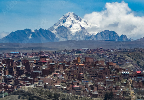 La Oaz, Bolivia, 01162023 - La Paz is surrounded by high mountains