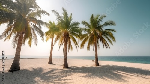 Palmy Trees on a Sandy Beach Ignite the Imagination, Transporting You to a Tropical Reverie