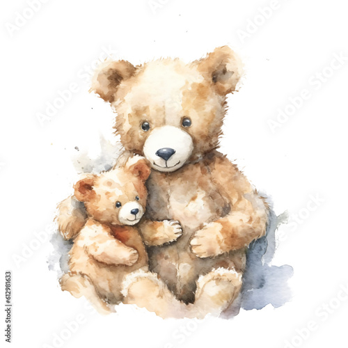 two teddy cuddling in watercolor design isolated on transparent background © bmf-foto.de