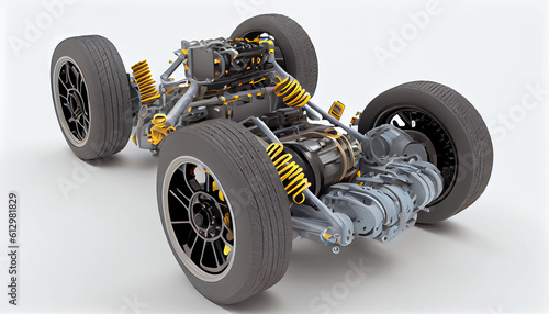 3D Car Parts Scheme Composition with the white background made with AI image generator