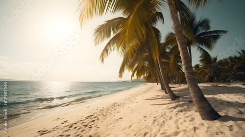 Palmy Trees and a Sandy Beach Provide a Refreshing Escape © Ranya Art Studio