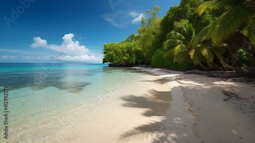 Island escape, idyllic tropical beach, turquoise waves, and secluded island paradise