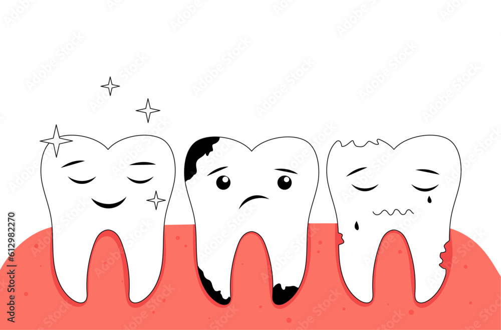 Clean dirty teeth line concept Clean dirty teeth line concept