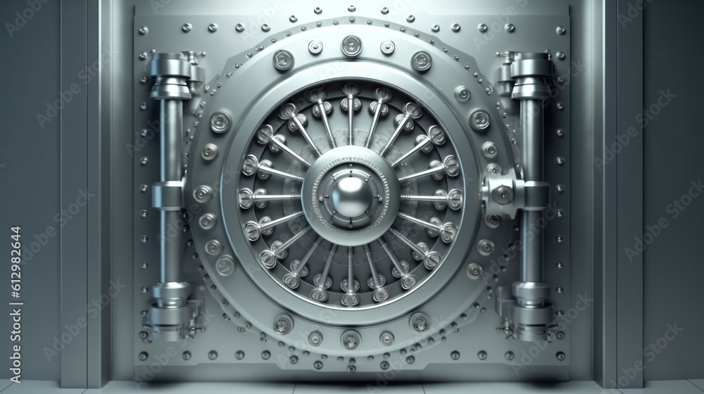 Silver bank vault front .Neural network AI generated Silver bank vault front .Neural network AI generated