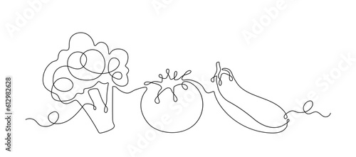 Continuous line vegetables set concept
