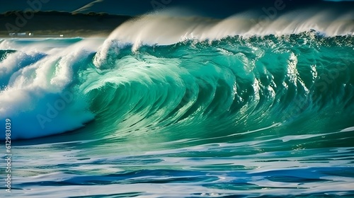 Majestic seascapes  captivating ocean waves  ethereal clouds  and pristine foam