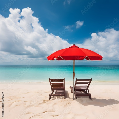 Beachfront serenity, sandy beach, dreamy skies, and serene oceanic beauty