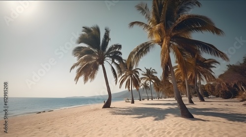 Palmy Trees and a Sandy Beach Create a Tropical Paradise