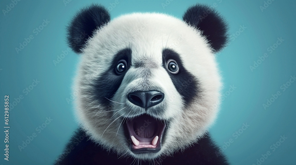 Generative Ai image of a baby panda face close up Generative Ai image of a baby panda face close up