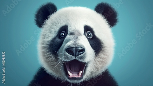 Generative Ai image of a baby panda face close up photo