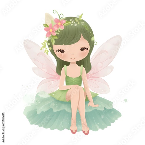 Fairy wings and meadow charms  colorful clipart of cute fairies with playful wings and charming meadow flowers