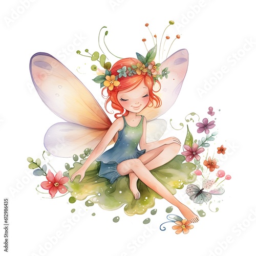 Blossoming fairyland serenade, delightful clipart of cute fairies with blossoming wings and serenading flower magic