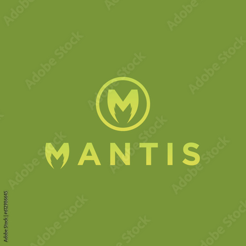 mantis insect logo illustration with text that can be used for logos, design, vector, icon for business, branding, company and others