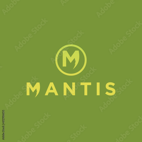 mantis insect logo illustration with text that can be used for logos, design, vector, icon for business, branding, company and others