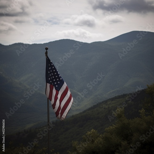 Awe-Inspiring Scenery A Flag in the Mountains