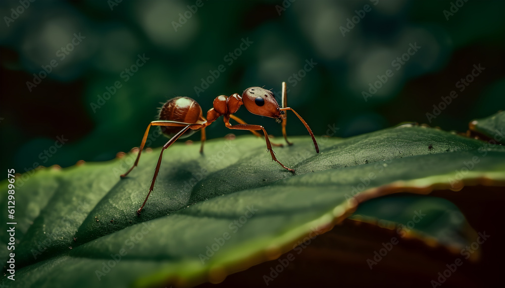Fototapeta premium An ant on a leaf