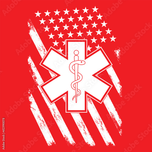 American flag and ems logo vector file