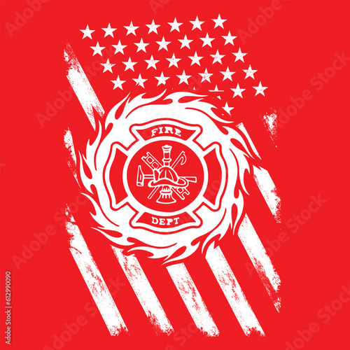 American flag and firefighter vector file