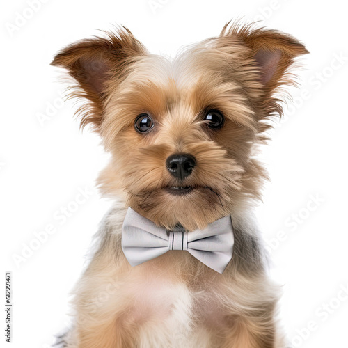 Adorable Cute Baby Animal in a Bow Tie Close Up Portrait Generative AI on White Background